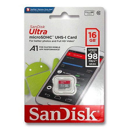 Cartão de Memória 16gb Ultra Micro SD Classe 10 Sandisk