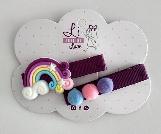Hair Clips Nuvem Arco-Íris