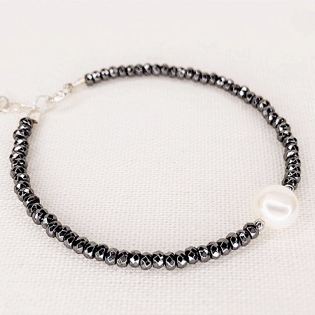 Pulseira Hematitas e Pérola
