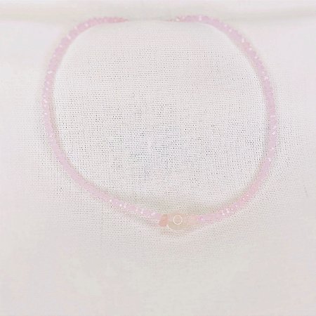 Choker de Cristais Rosa Claro e Quartzo rosa