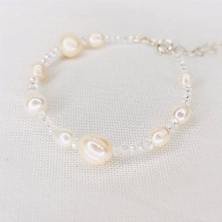 Pulseira Cristais e Pérolas Naturais