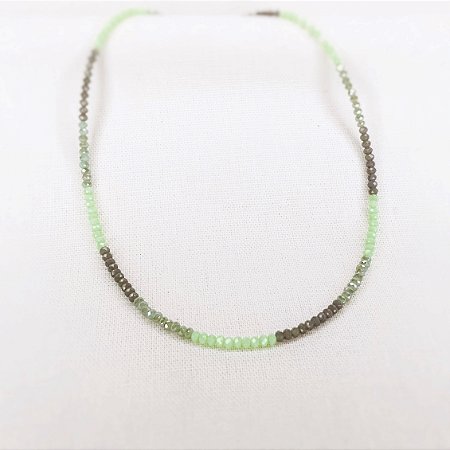 Choker Cristais Tons de Verde e Cinza