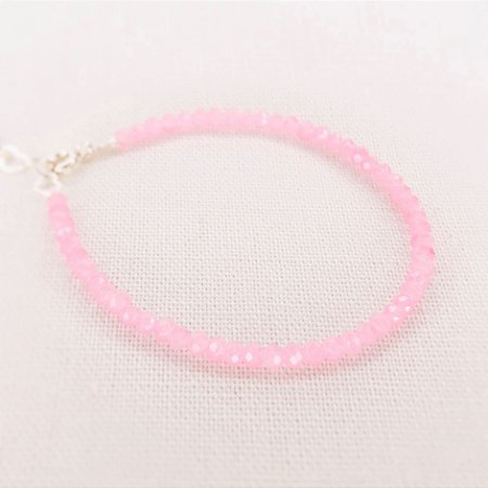Pulseira Cristais Na Cor Rosa Claro