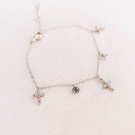 Pulseira Cruz e Pontos de Luz