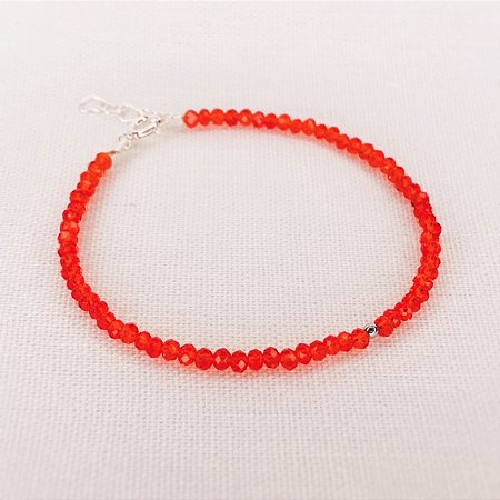 Pulseira Cristais na Cor Vermelho e Hematita