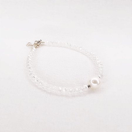 Pulseira de Cristais, Pérolas e Hematitas