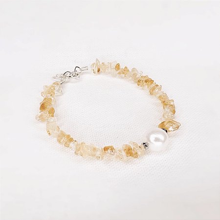 Pulseira Citrino e Pérola