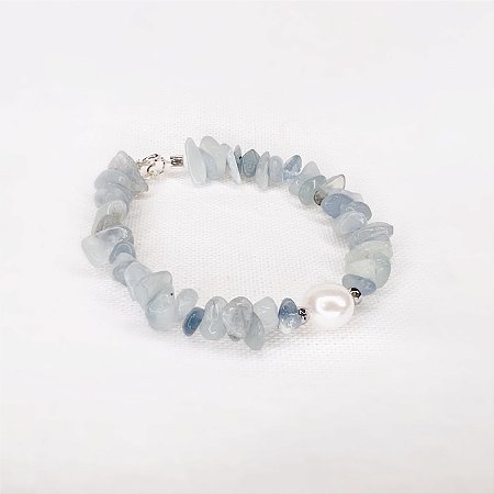 Pulseira de Água Marinha e Pérola