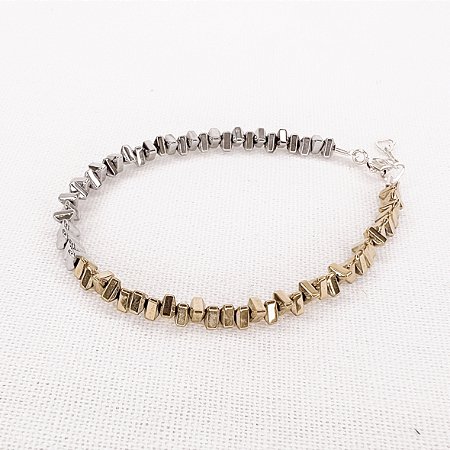 Pulseira de Hematitas Prateadas e Douradas