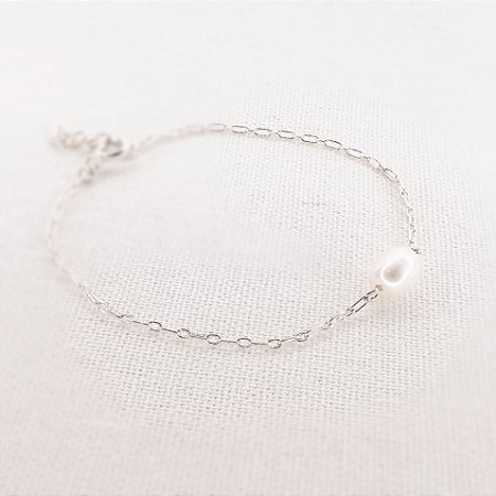 Pulseira Corrente c/ Pérola Arroz