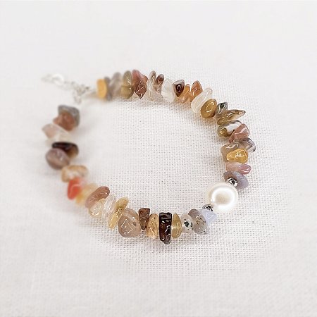 Pulseira de Ágata de Fogo Bruta