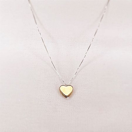 Colar c/ Pingente de Coração de Hematita Dourado