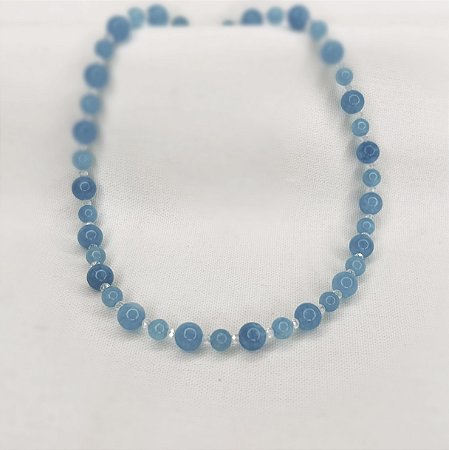 Choker de Esferas de Jade Turquesa e Cristais