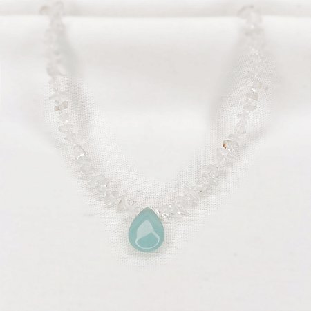 Choker de Quartzo Transparente e Jade Verde Água