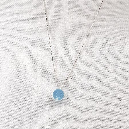 Colar c/ Pingente de Esfera de Jade Turquesa