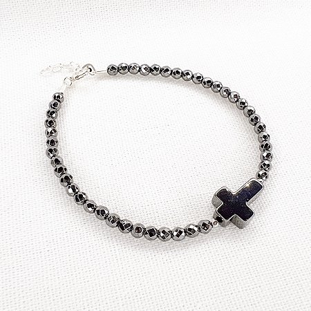 Pulseira de Cruz de Hematita