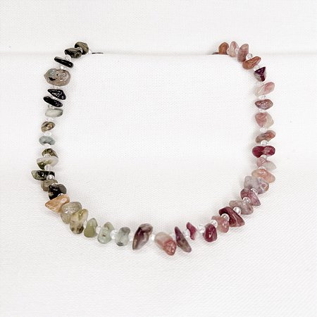 Choker de Turmalina Melancia Bruta e Cristais