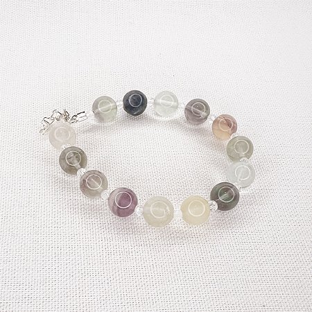 Pulseira de Esferas de Flurita e Cristais