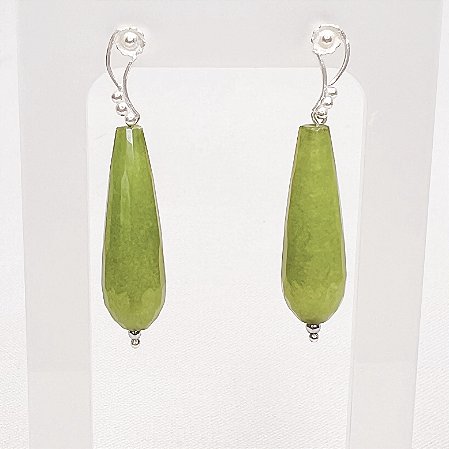 Brinco de Jade Verde Folha Gota