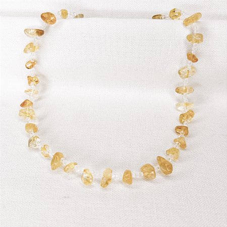 Choker de Citrino Bruto e Cristais Gold