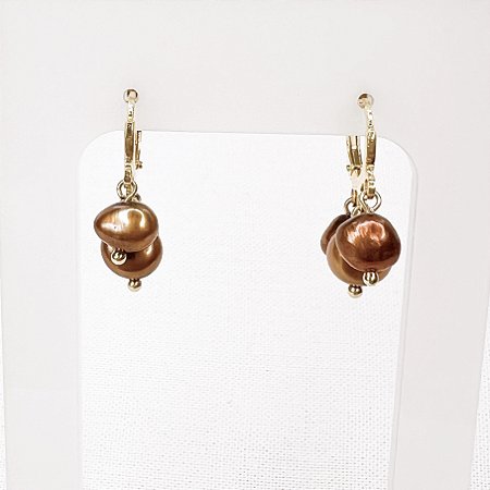 Argola c/ Pingentes de Pérolas Douradas Gold