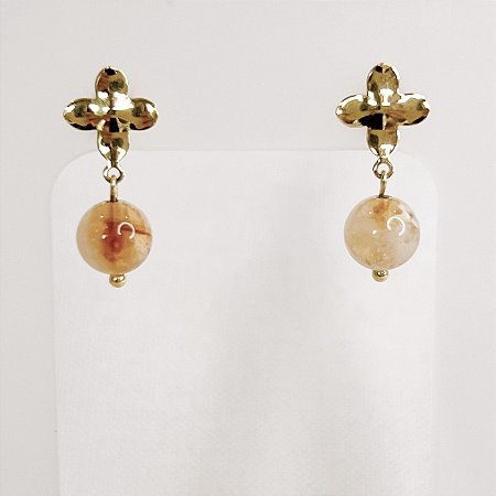 Brinco c/ Pingente de Esfera de Citrino Gold