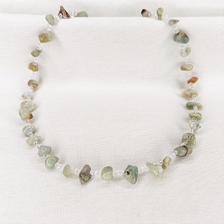 Choker de Amazonitas Brutas e Cristais Gold