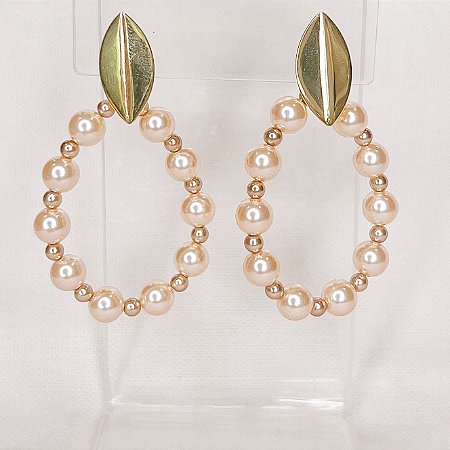 Brinco Navete com Pérolas Gold