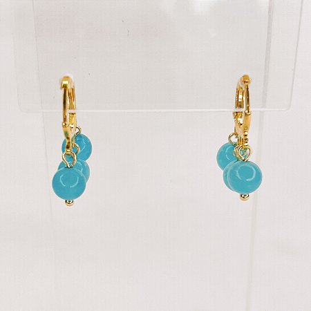 Argola c/ Pingentes de Jades na Cor Turquesa
