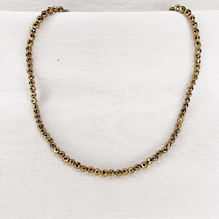 Choker de Hematitas Douradas Facetadas