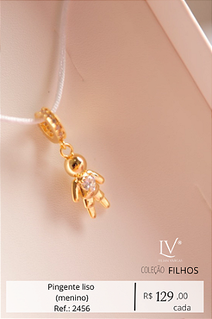 Pingente menino/a liso com coração zircônia cristal