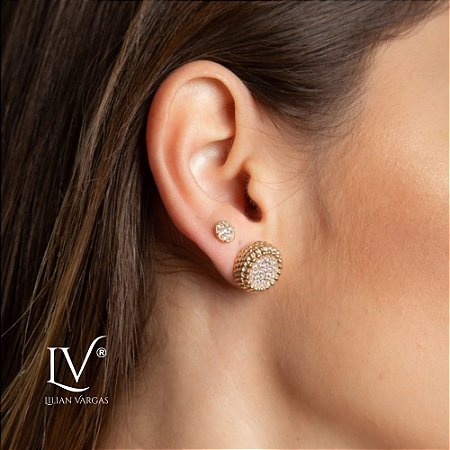 Brinco circular com zircônias "tarracha"