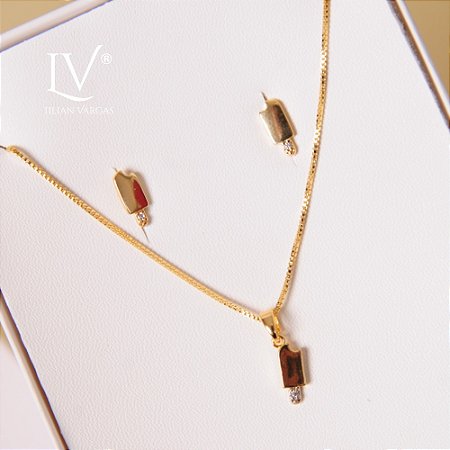 conjunto colar e brincos sorvetinho