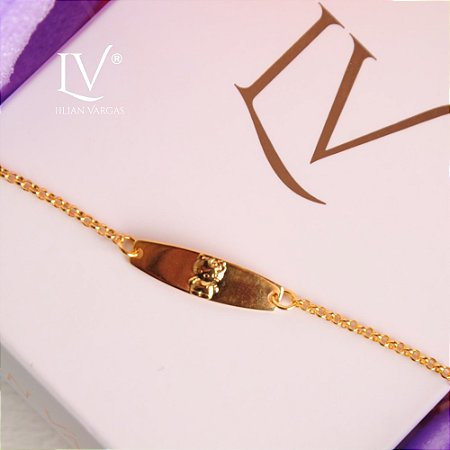 Pulseira infantil com corrente mini elo e pingentes hello kitty