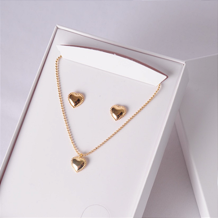 Conjuntos Colar e Brincos coração Liso