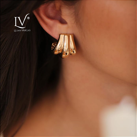 Brinco triplo com pino e borracha modelo max