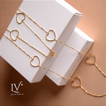 Colar Longo 70 cm  com coração vazado