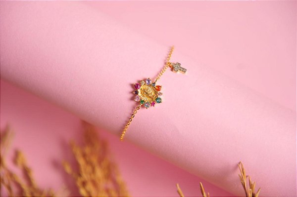 Pulseira Cruz e Nossa Senhora das Graças