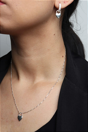 Conjunto colar e brincos coração inspiração Tiffany