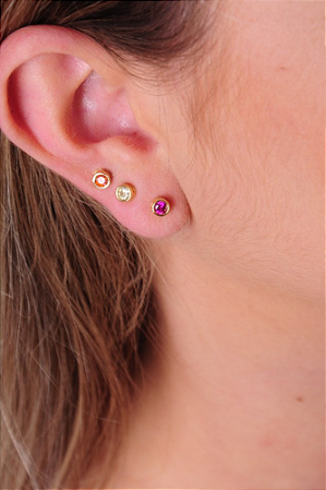 Trio de brincos pontos coloridos