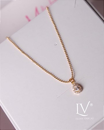 Colar Pingente gota com corrente de bolinha