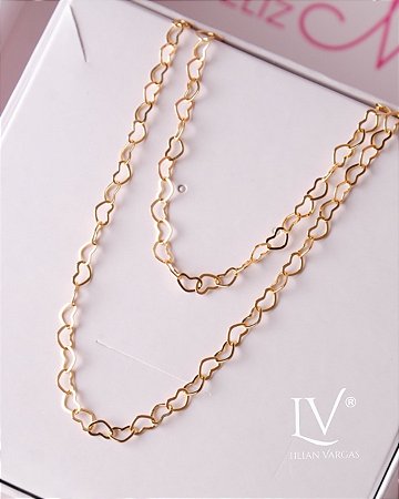 Colar coração vazado duplo