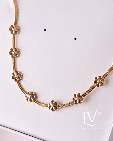 Colar fita choker florzinha