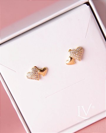 Brinco coração duplo