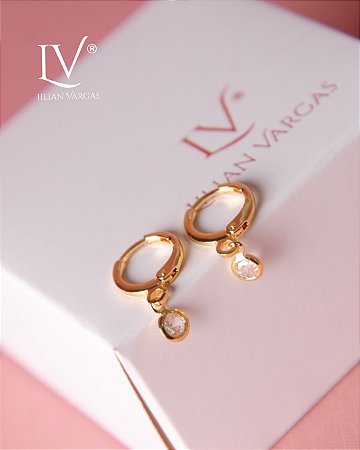 Brinco argolinha com pingente ponto de luz