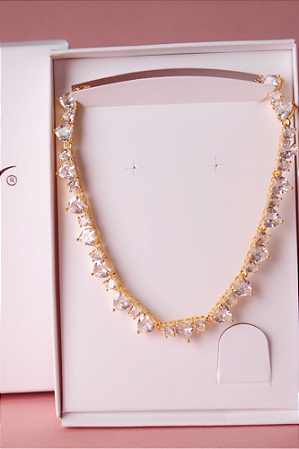 Colar riviera pedra coração