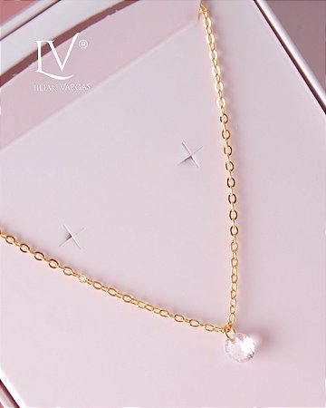 Colar ponto de luz com corrente mini elo