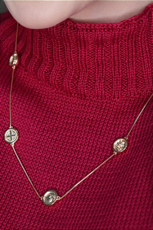 Colar medalhas 45cm + 8cm de extensor