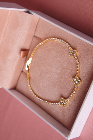 Pulseira Riviera inspiração Van Cleef fecho gaveta