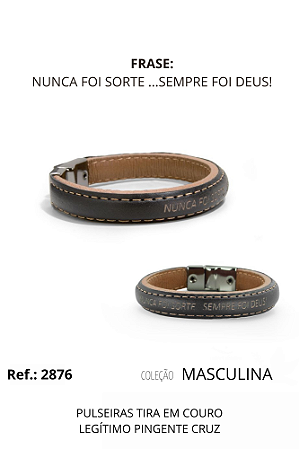 Pulseira em couro legítimo "Nunca foi sorte, sempre foi Deus"